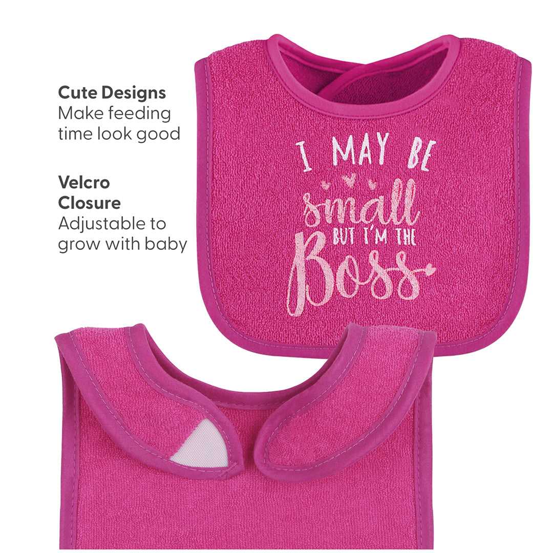 Pink Baby Girl Terry Bib Set of 8 - Image 6