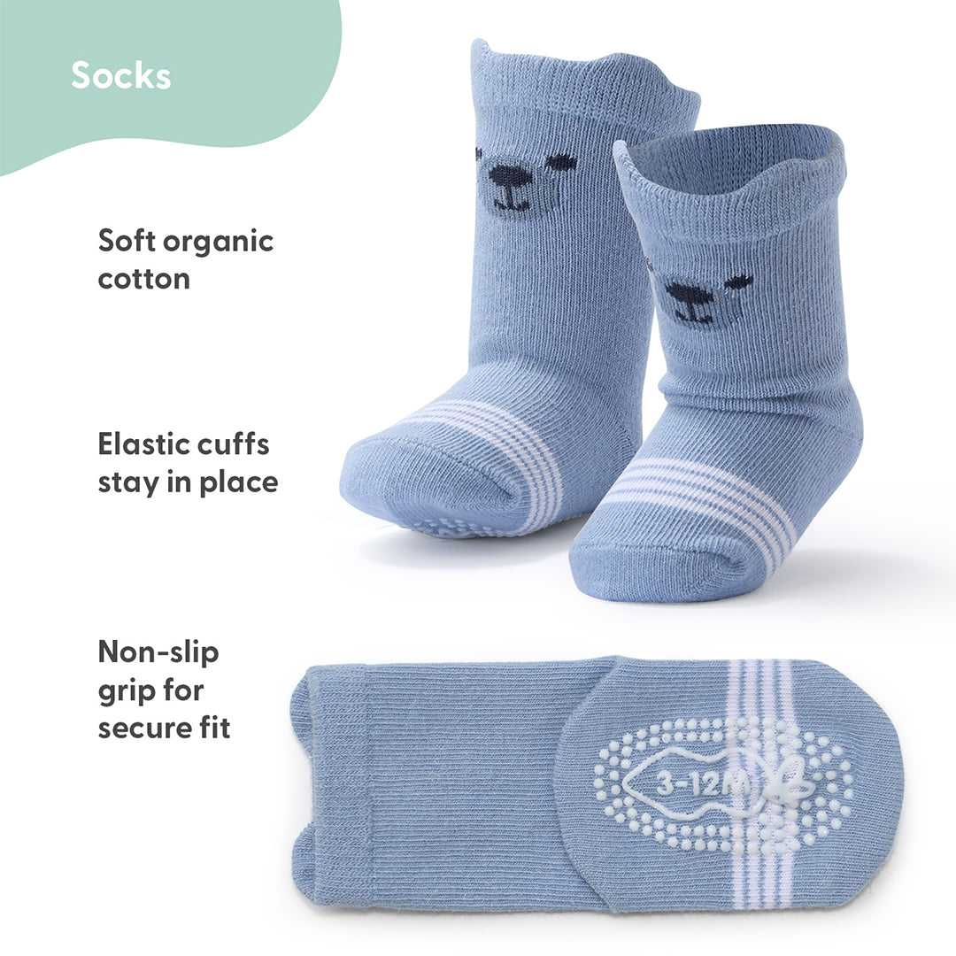 Blue, Gray Organic Baby Boy Socks, 12-Pack - Image 2