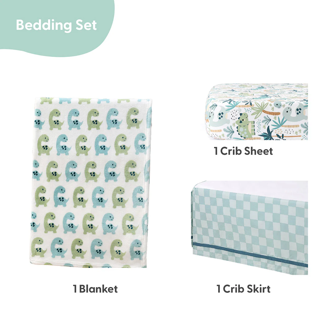 Dinosaur 3-Piece Crib Bedding Set - Image 2