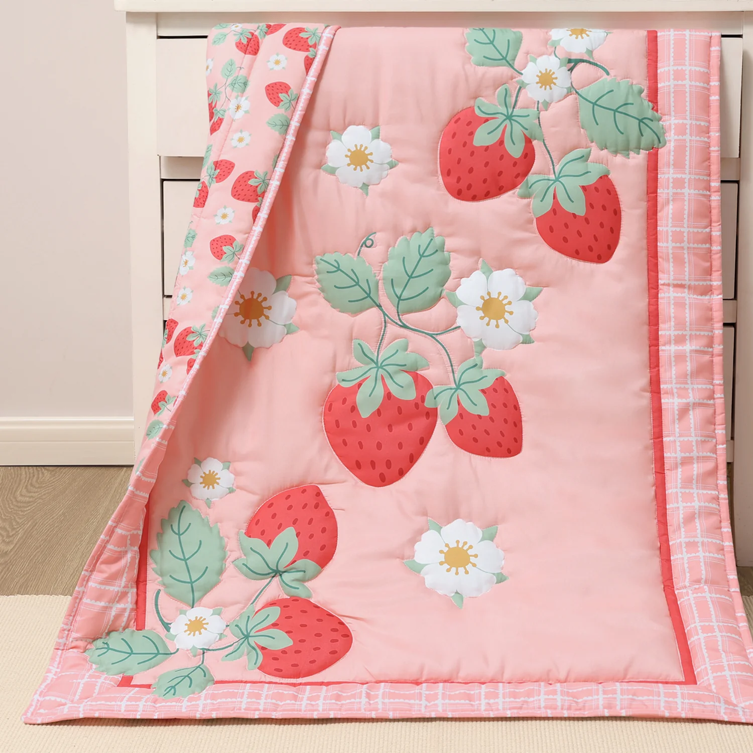 Crib Bedding Set for Baby Girls, Strawberry Sweet, 3 Pieces - Image 5
