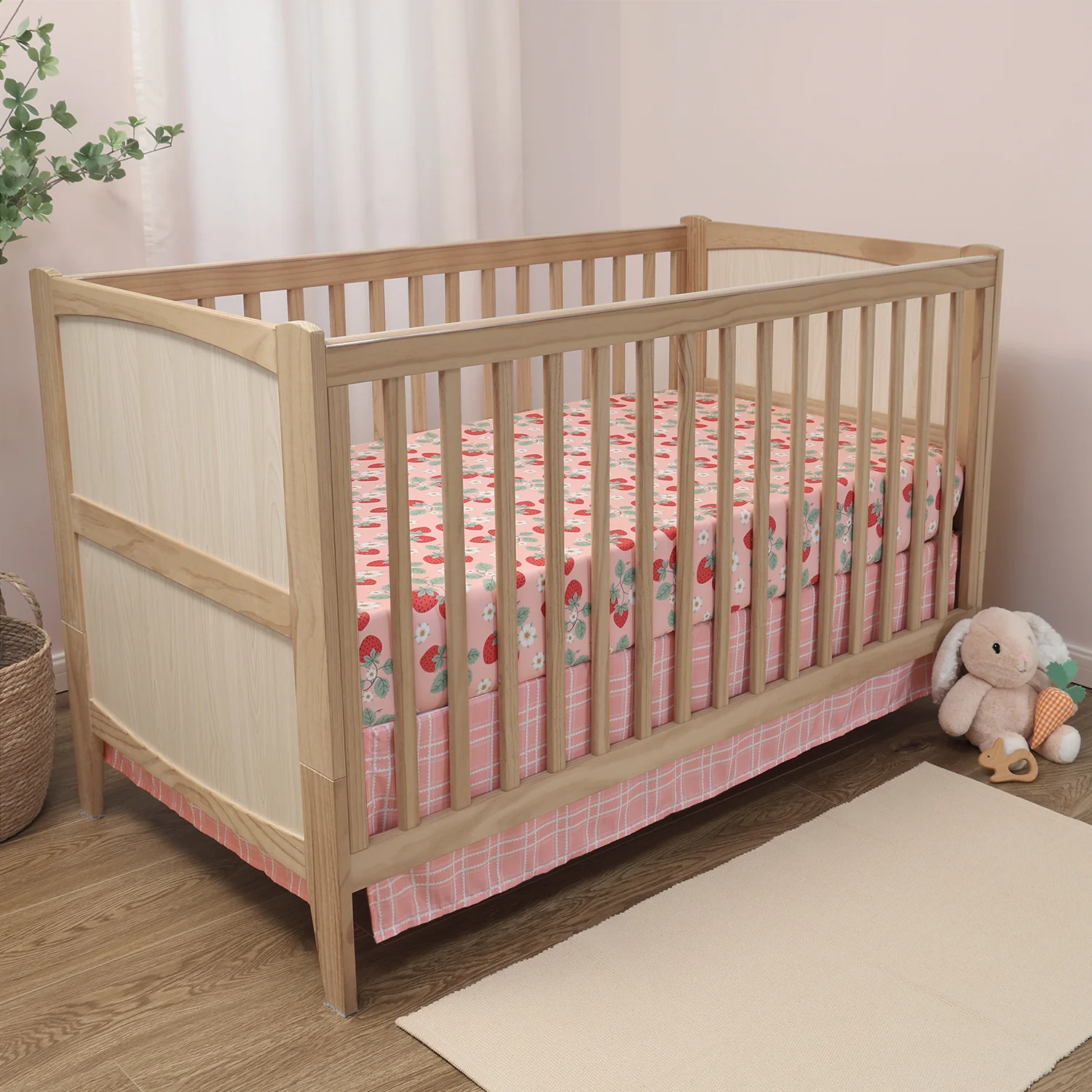 Crib Bedding Set for Baby Girls, Strawberry Sweet, 3 Pieces - Image 6