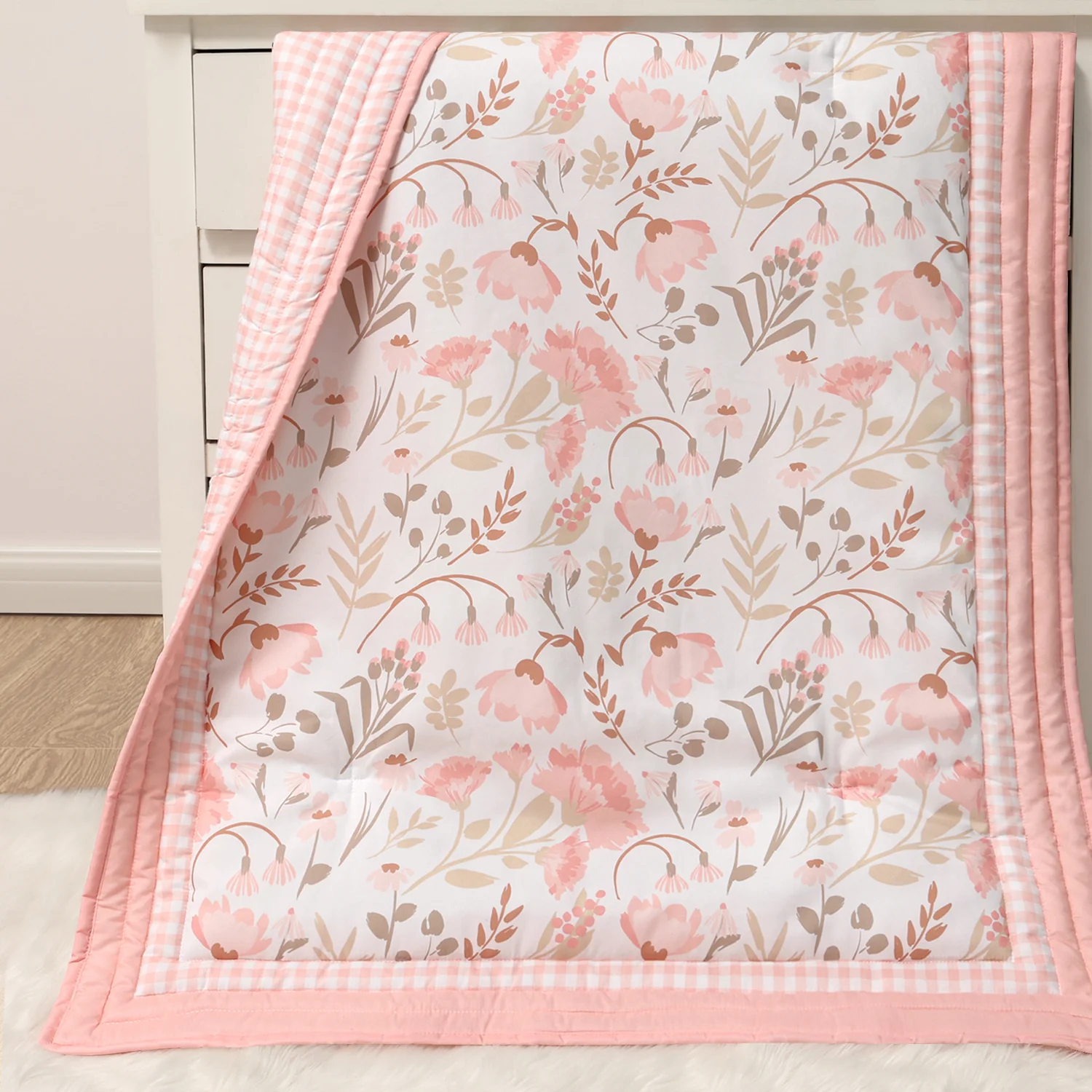 Whimsical Floral 3 Piece Crib Bedding Set for Girls - Image 5