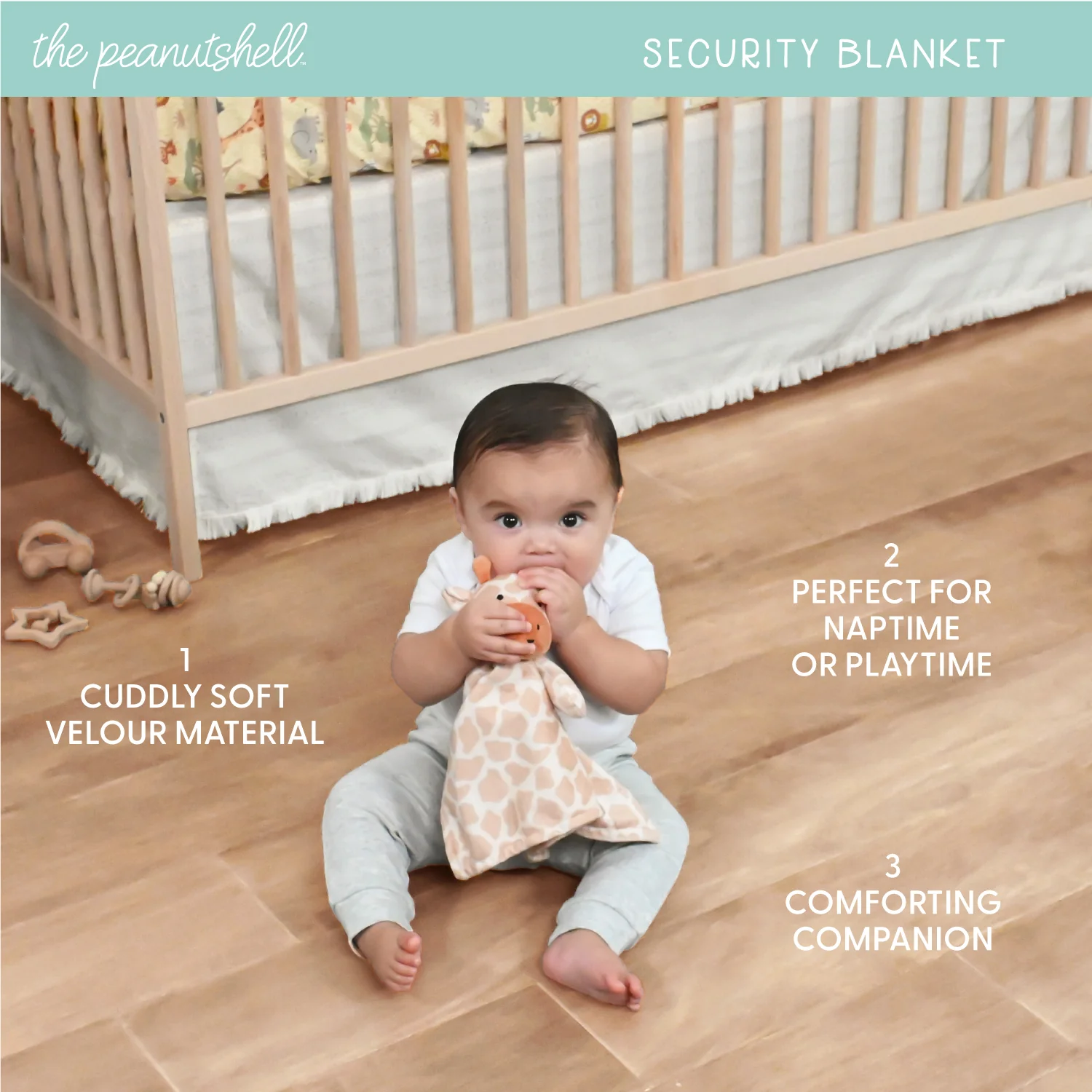 Elephant 4-Piece Tummy Time Mat and Security Blanket Crib Bedding Set - Image 6