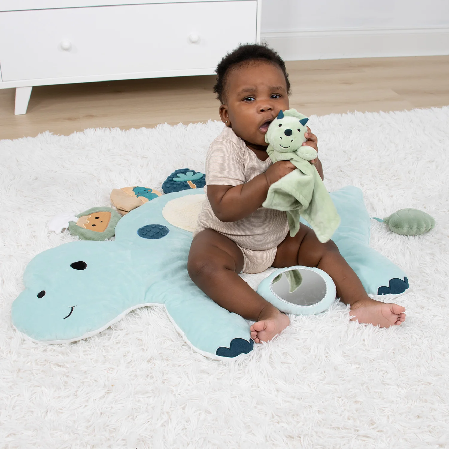 Tummy Time Mat and Baby Lovey Security Blanket - Dinosaur - Image 6