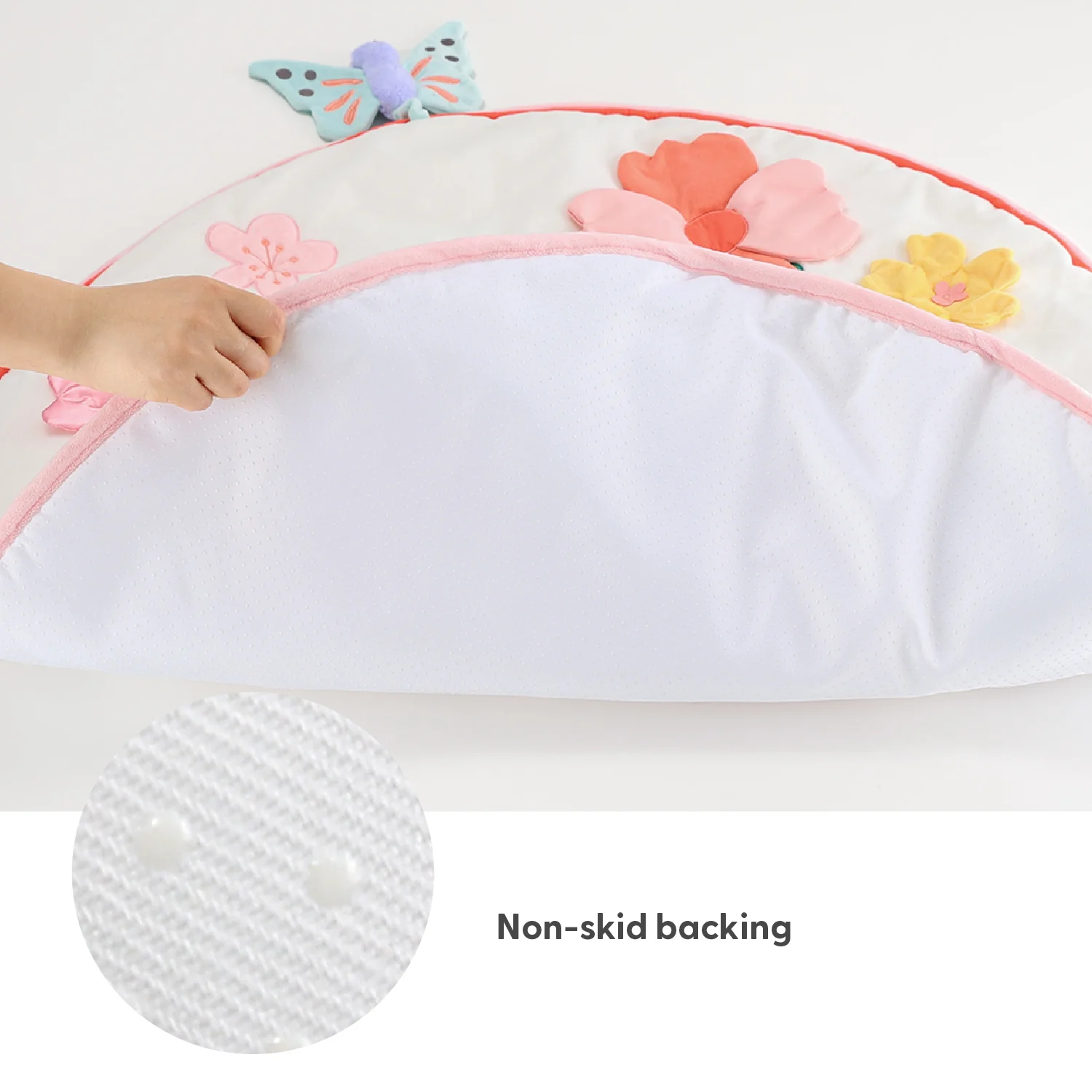 Tummy Time Mat and Baby Lovey Security Blanket - Pink Floral - Image 5
