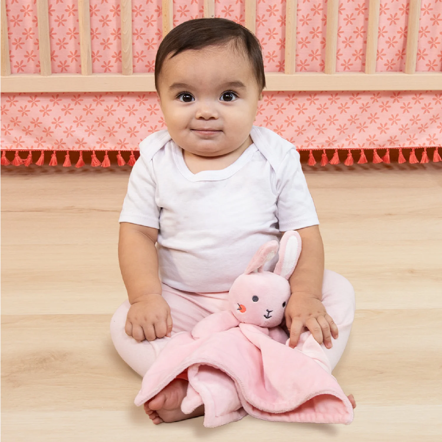 Tummy Time Mat and Baby Lovey Security Blanket - Pink Floral - Image 7