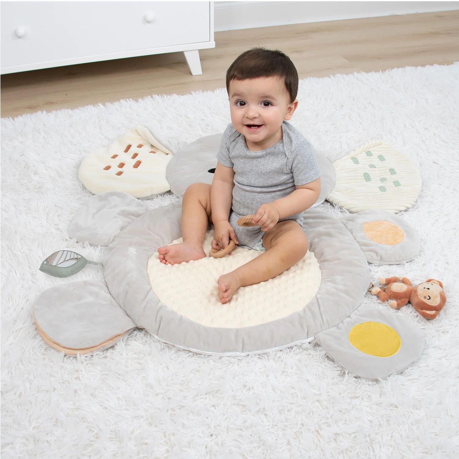 Tummy Time Mat and Baby Lovey Security Blanket- Safari Elephant - Image 6