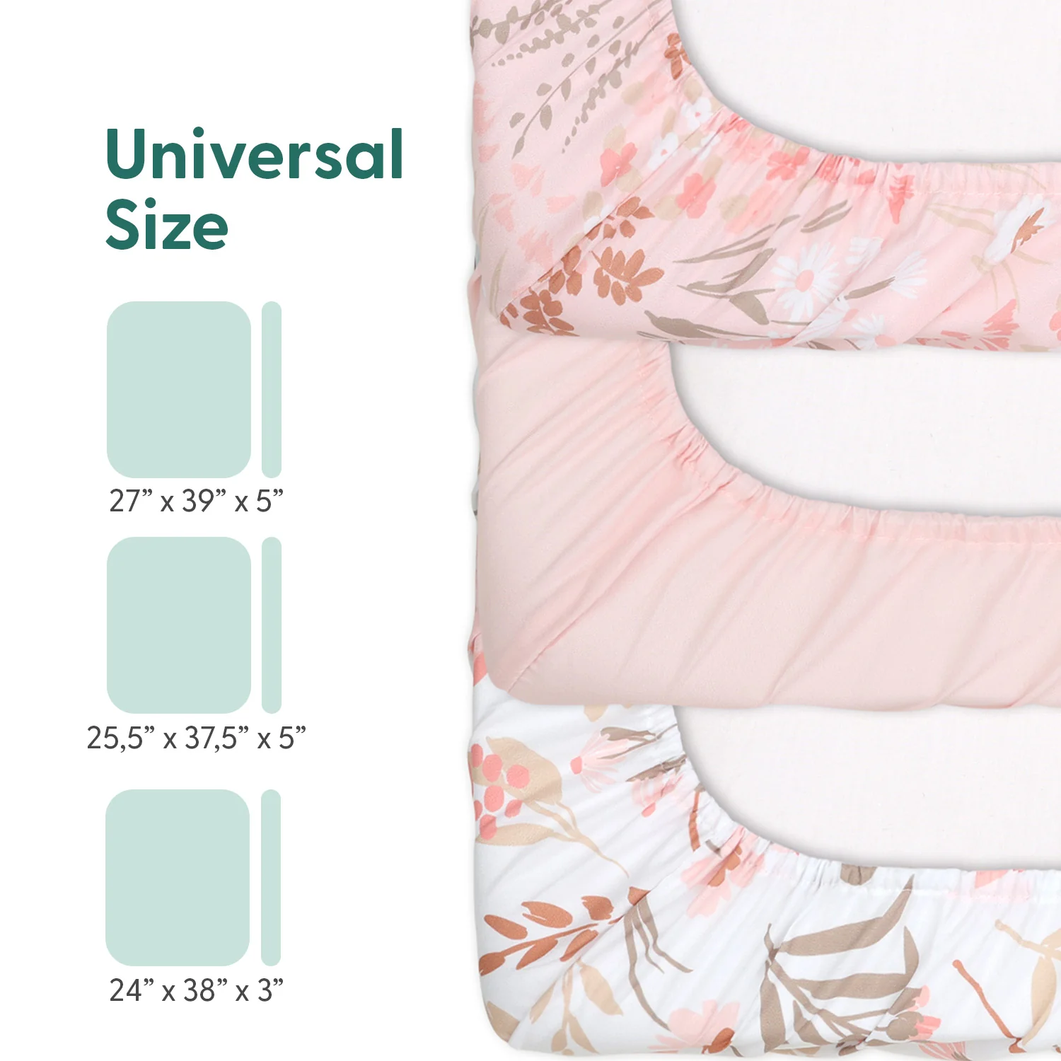 Whimsical Floral Playard Mini Crib Sheets, 3-Pack - Image 3