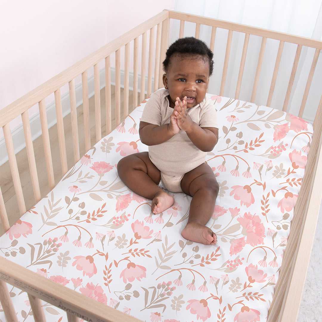 Whimsical Floral 4-Pack Baby Girl Fitted Crib Sheet Set - Image 5