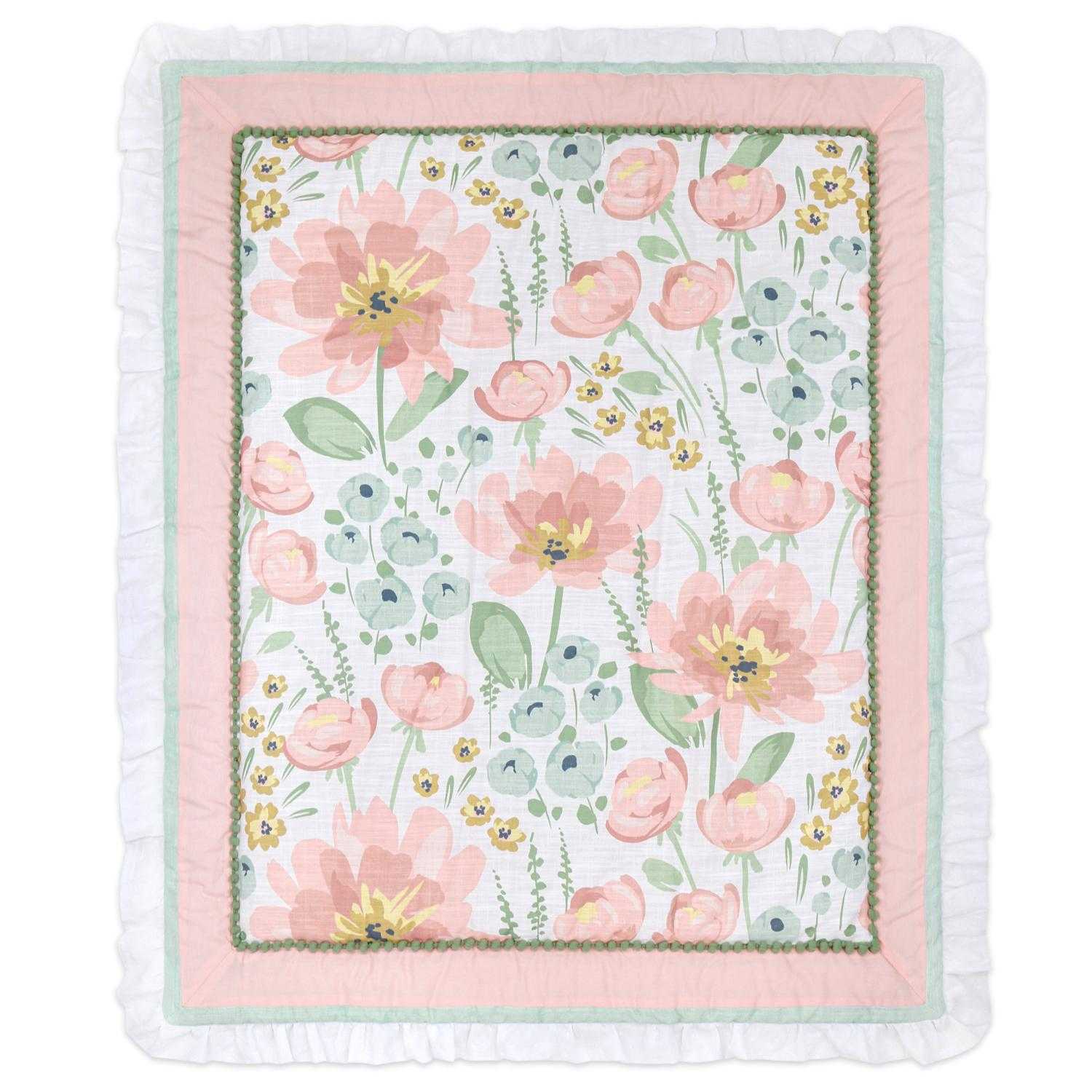 Wildflower 4 Piece Organic Cotton Baby Crib Bedding Set for Girls - Image 4