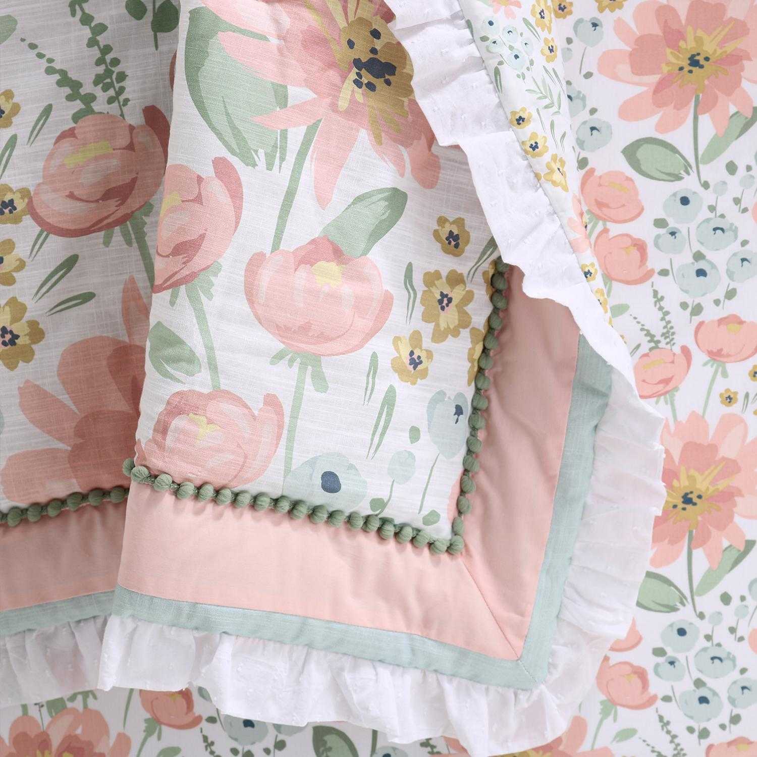 Wildflower 4 Piece Organic Cotton Baby Crib Bedding Set for Girls - Image 5