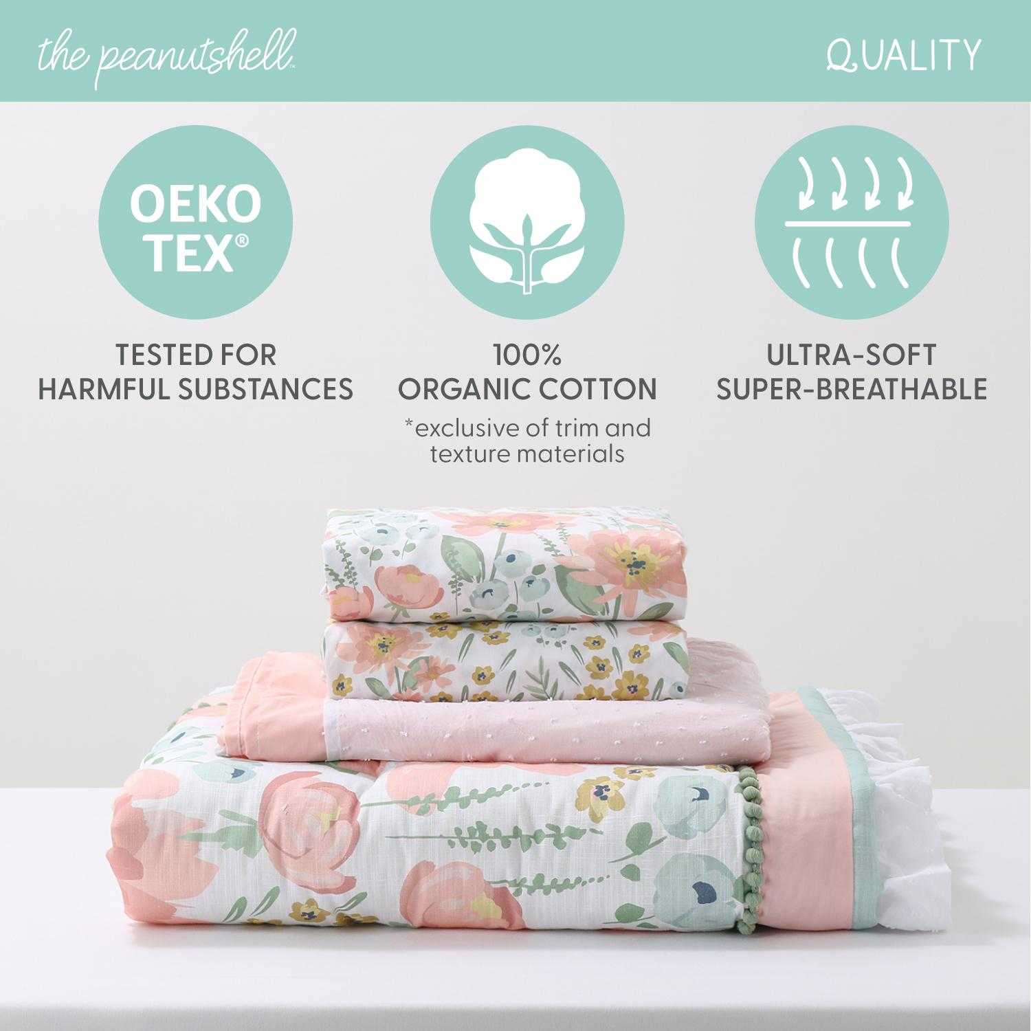 Wildflower 4 Piece Organic Cotton Baby Crib Bedding Set for Girls - Image 7