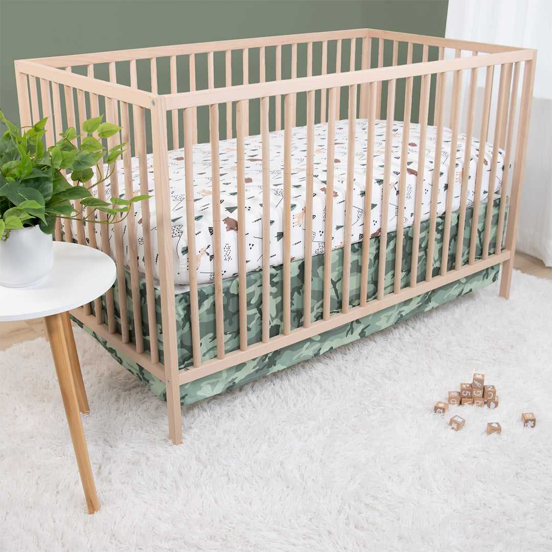 Woodland Camo 3 Piece Baby Crib Bedding Set for Boys - Image 6