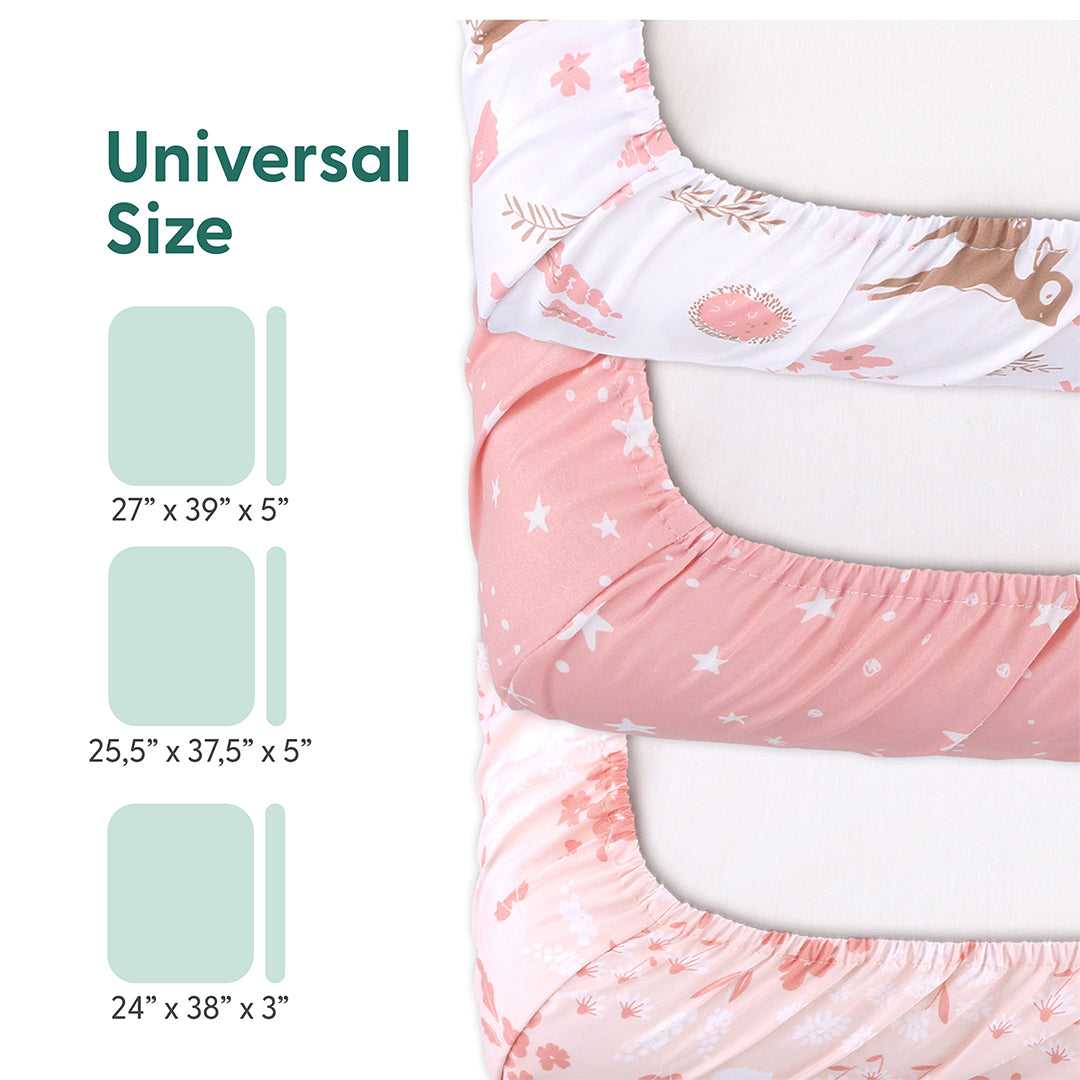 Woodland Floral Playard Mini Crib Sheets, 3-Pack - Image 3