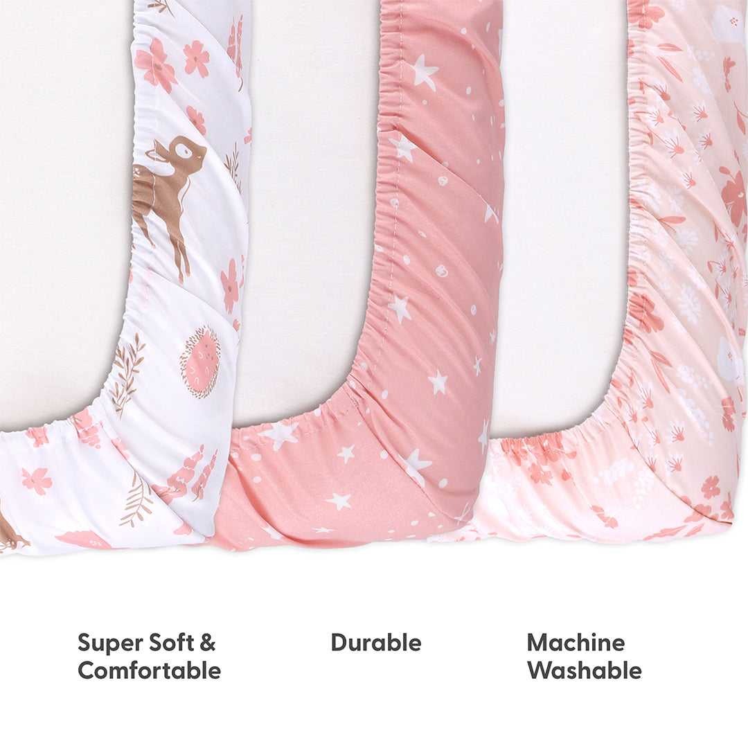 Woodland Floral Playard Mini Crib Sheets, 3-Pack - Image 4
